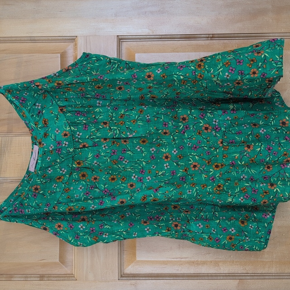 Ces femme green floral spaghetti tank straps